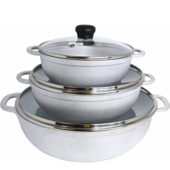 Imusa NWOB 3-Pc Cast Aluminum Caldero/Stock Pot Set W/Lids - Picture 1 of 12